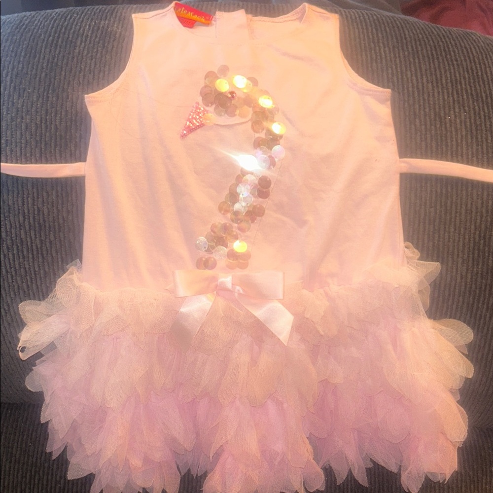 Kate Mack Pink and White Sequin Tutu Dress